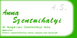 anna szentmihalyi business card
